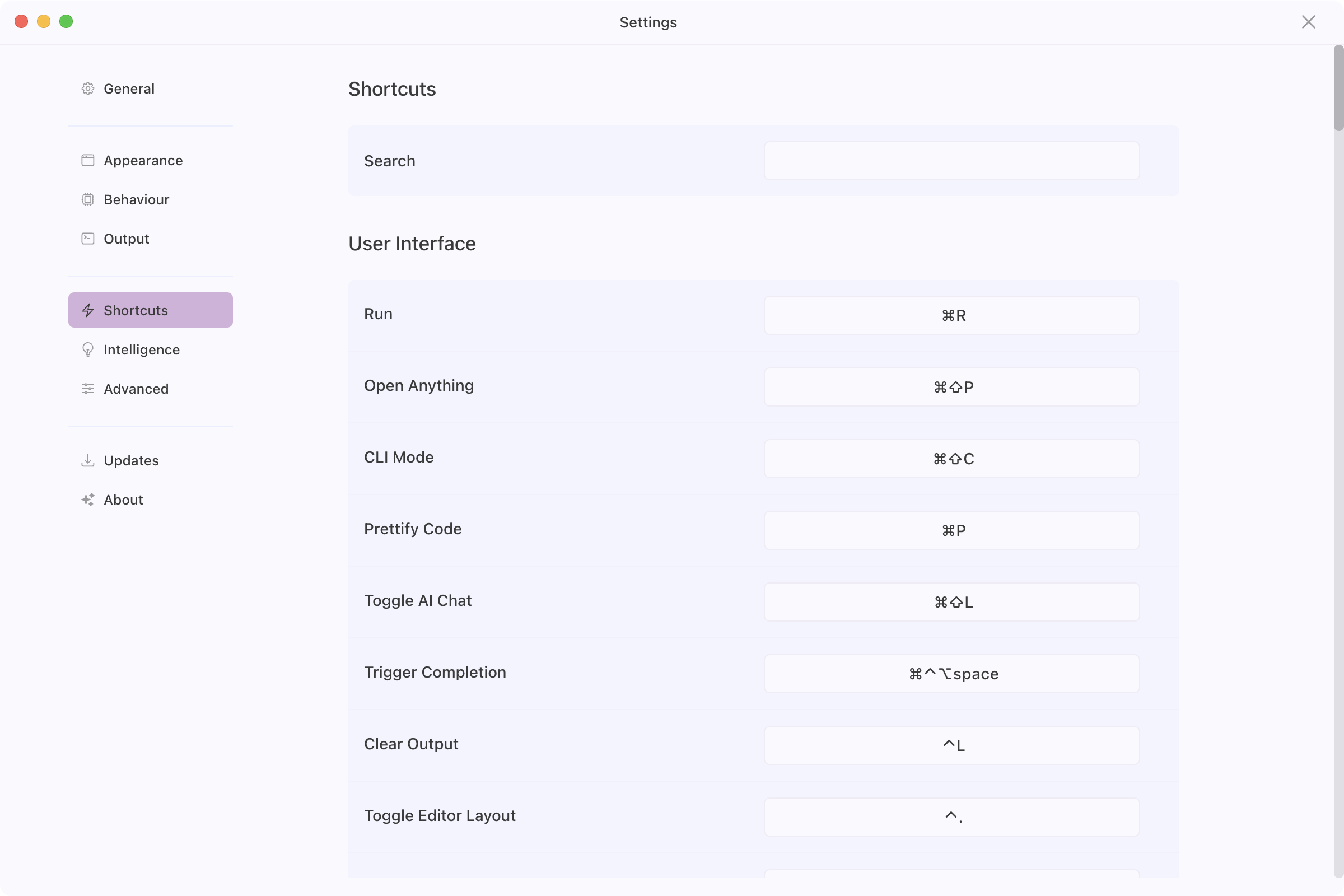 Tinkerwell Shortcuts